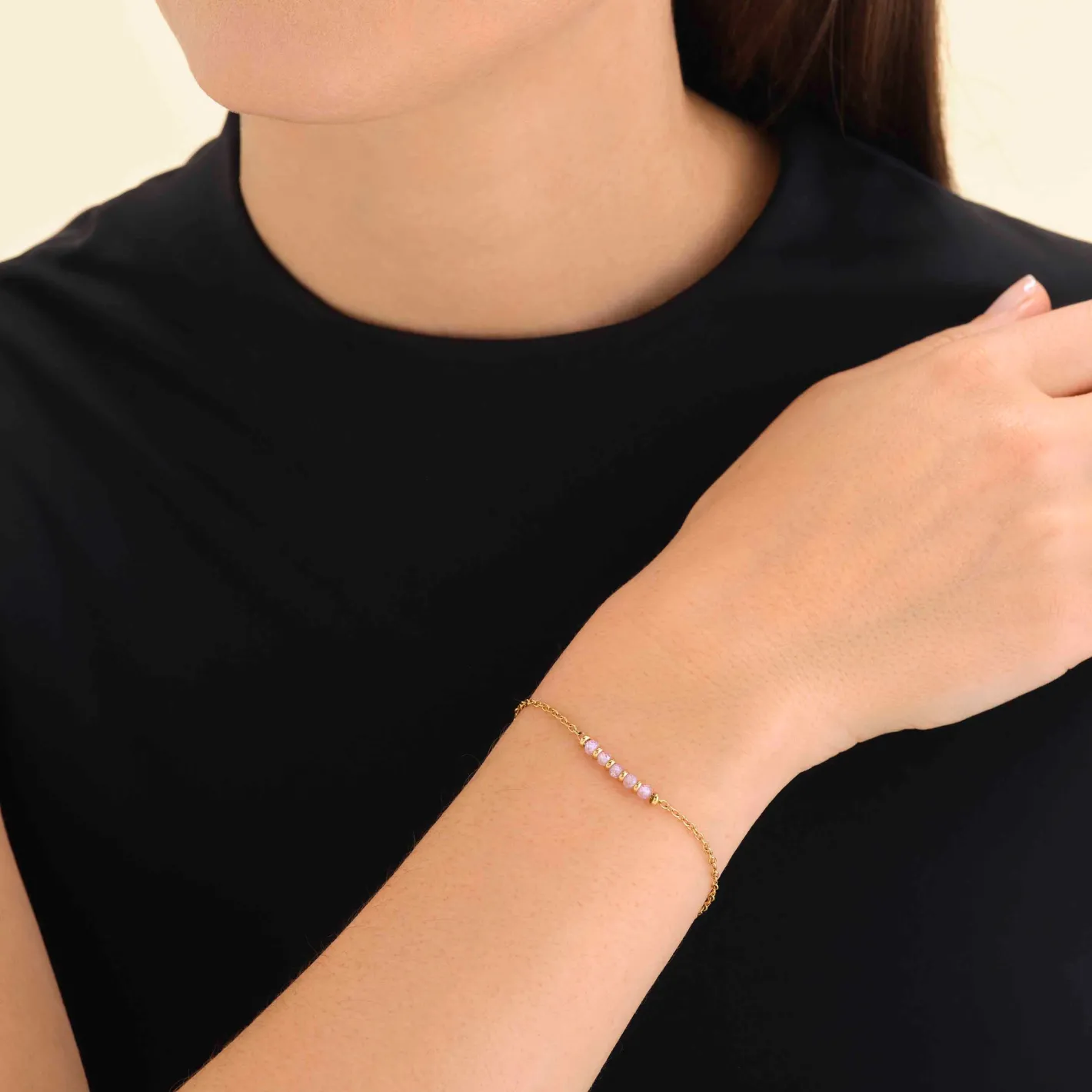 Rosefield 5 Stone Bracelet Pink Discount