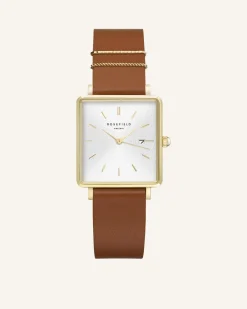 Rosefield Cognac Gold Strap Hot
