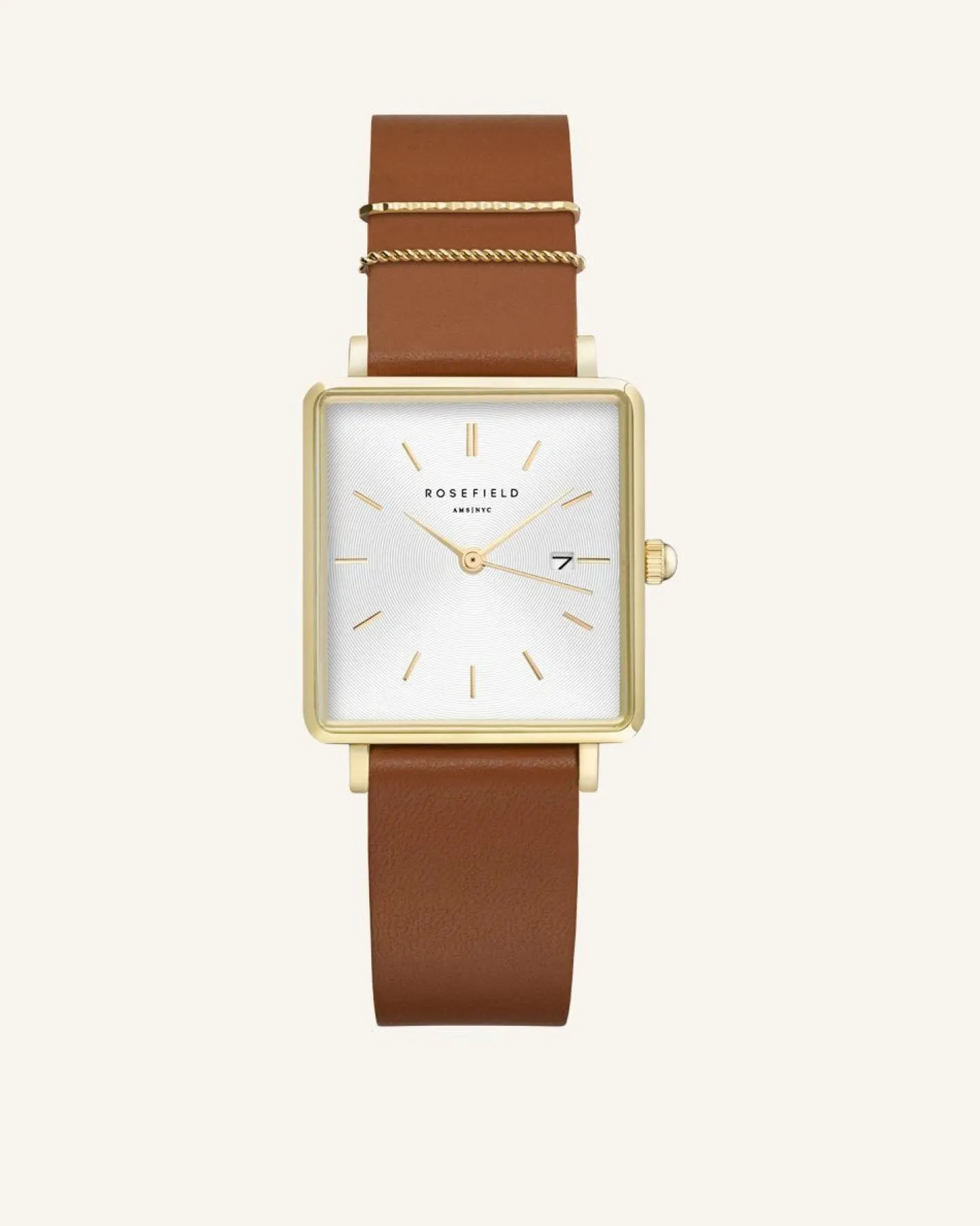Rosefield Cognac Gold Strap Hot