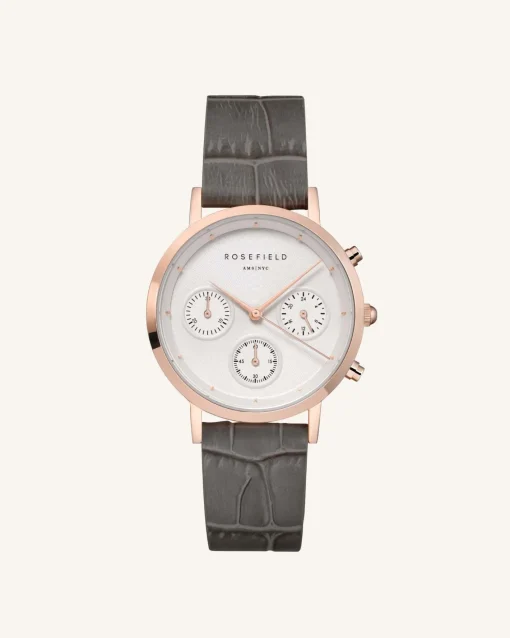 Rosefield Croco Grey Rose Gold Strap Clearance