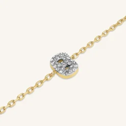 Rosefield Crystal Letter B Bracelet Clearance