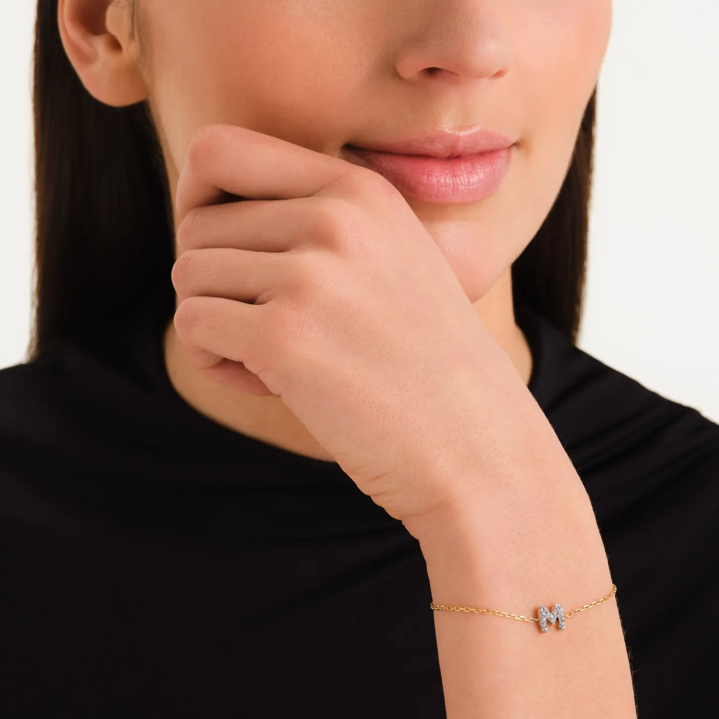 Rosefield Crystal Letter M Bracelet Discount