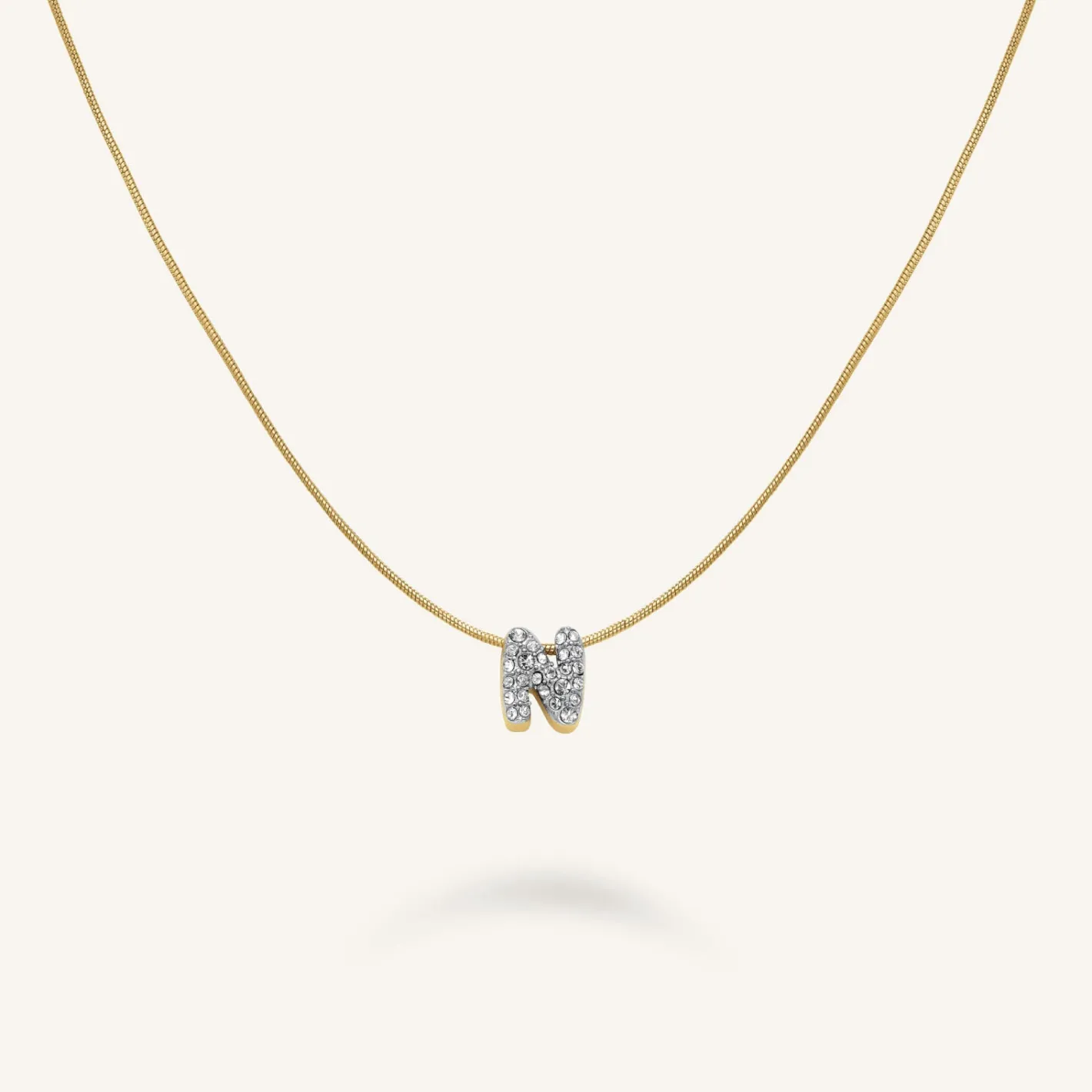 Rosefield Crystal Letter N Necklace Fashion