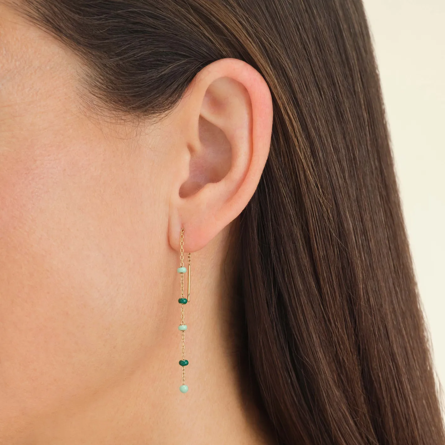 Rosefield Emerald Dotted Threader Earrings Discount