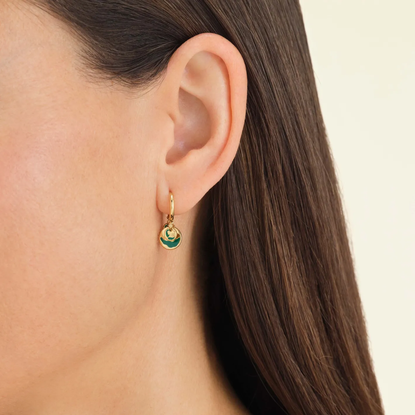 Rosefield Emerald Wavey Coin Hoops Clearance
