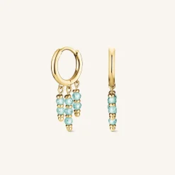 Rosefield Hanging Beads Hoops Blue New