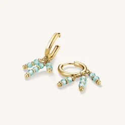 Rosefield Hanging Beads Hoops Blue New