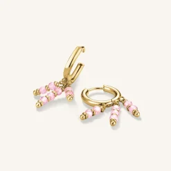 Rosefield Hanging Beads Hoops Pink Online