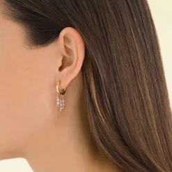 Rosefield Hanging Beads Hoops Pink Online