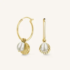 Rosefield Shell and pearl hoops Discount