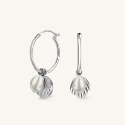 Rosefield Shell and pearl hoops Discount