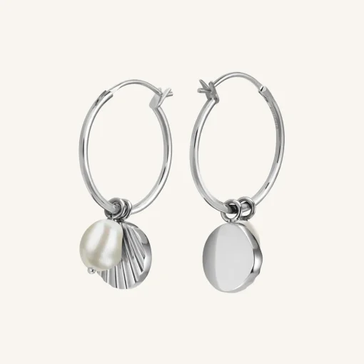 Rosefield Shell and pearl hoops Discount