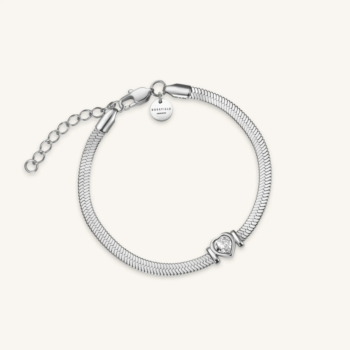 Rosefield Snake Heart Bracelet Silver Discount