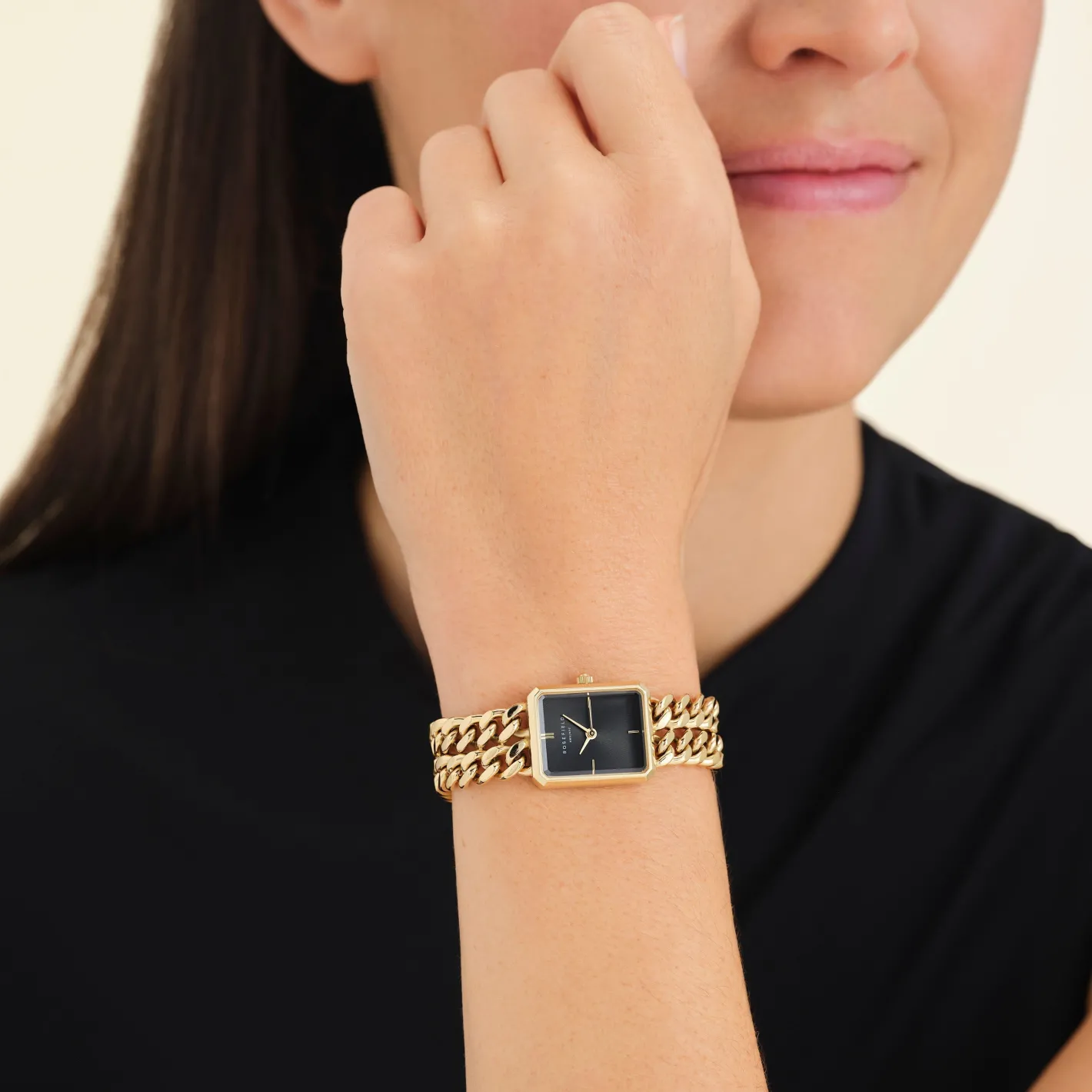 Rosefield Studio Double Chain Black Gold Best