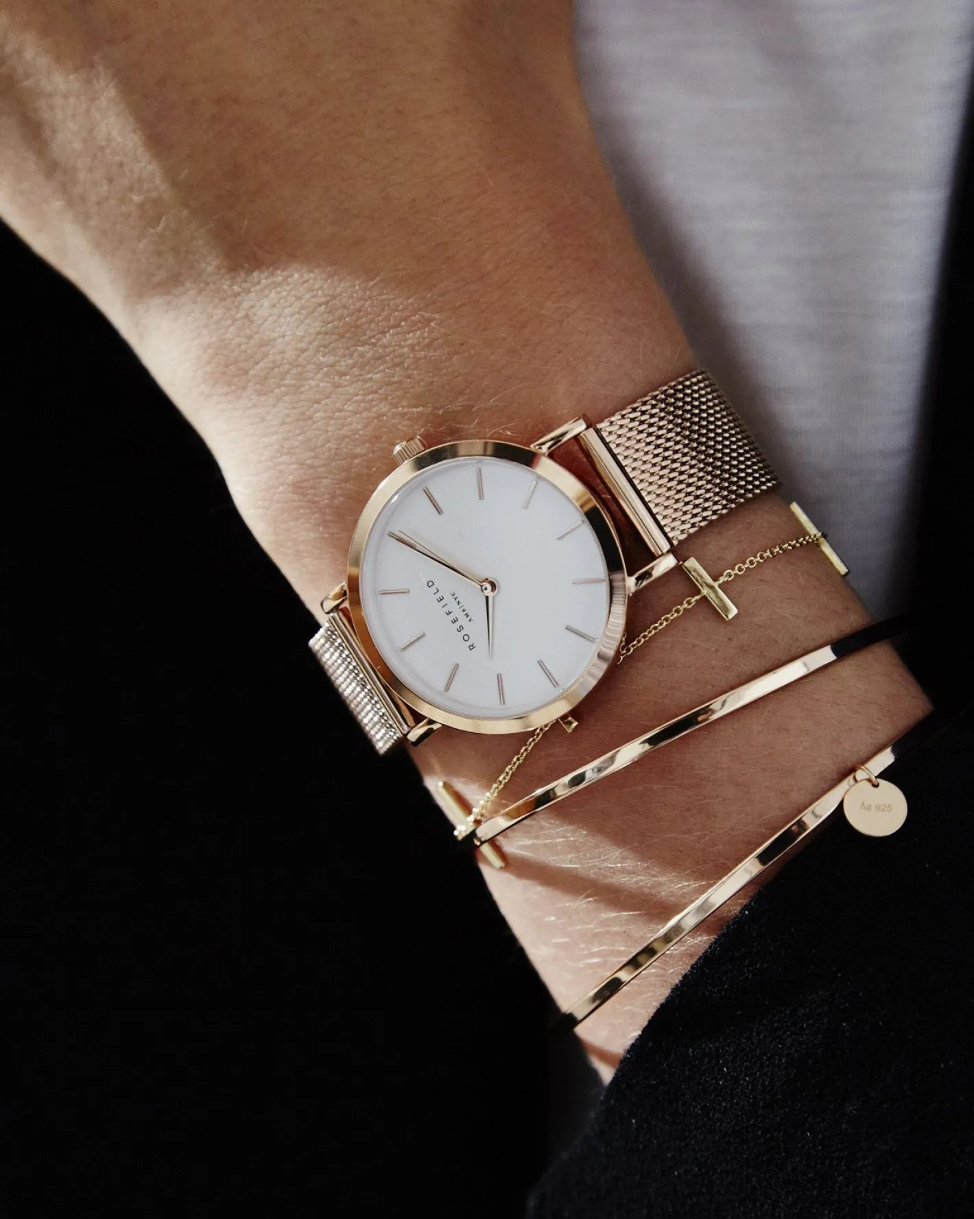 Rosefield Tribeca Rose Gold Mesh Discount