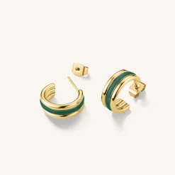 Rosefield Triple Hoop Emerald Fashion